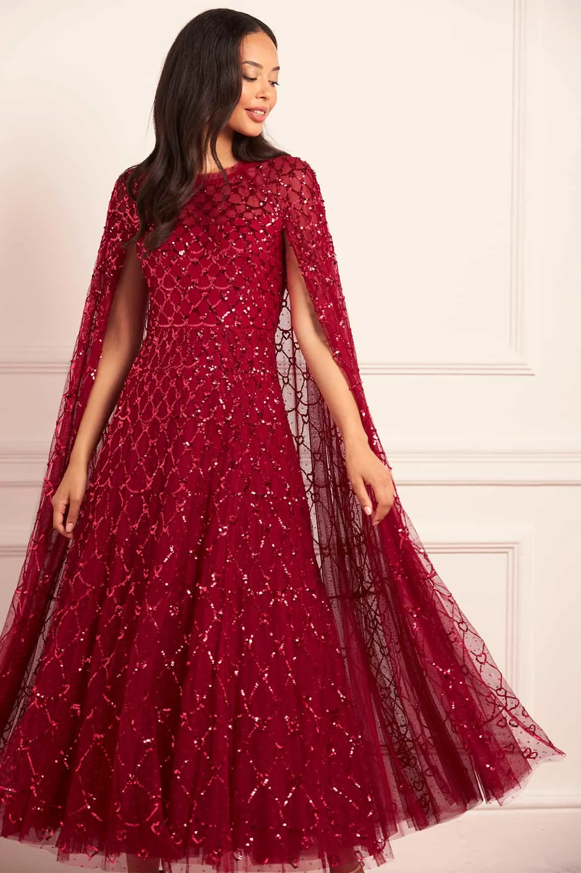 Night Style Heart Lattice Ankle Gown