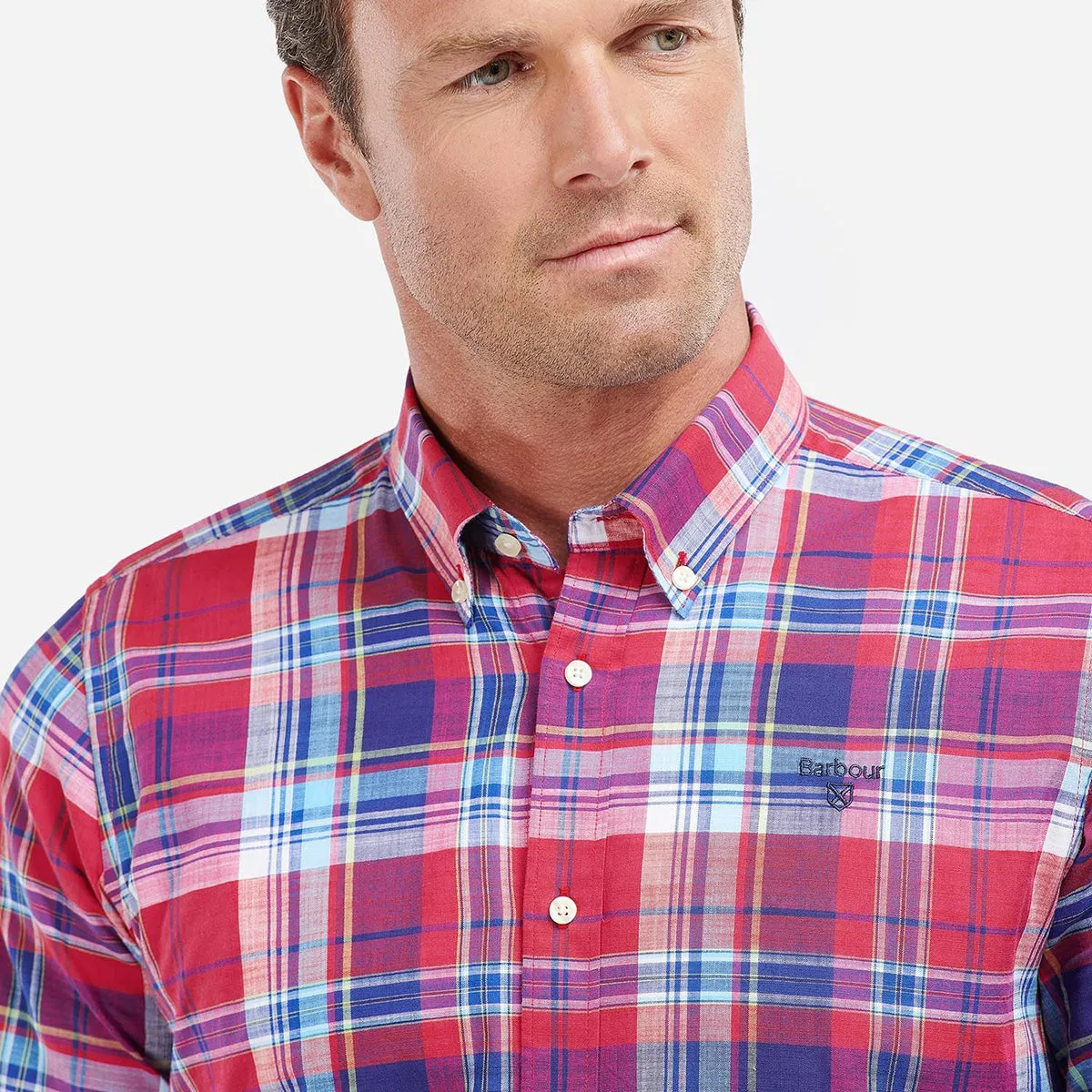 Raw Edge Hem Active Layers Barbour - Blakelow Tailored Fit Shirt in Red