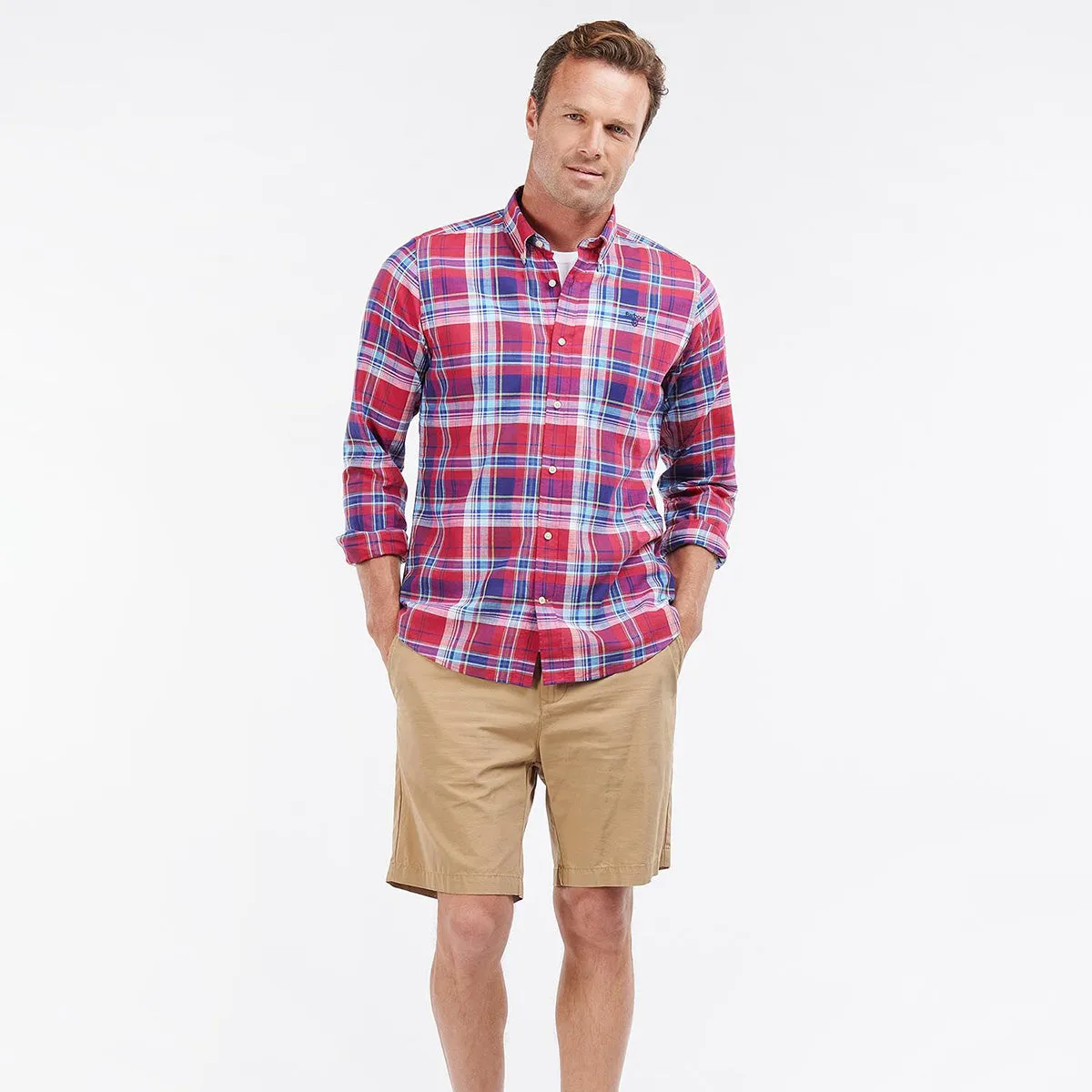 Barbour - Blakelow Tailored Fit Shirt in Red Temperature Regulating Fabric Elastic Fit