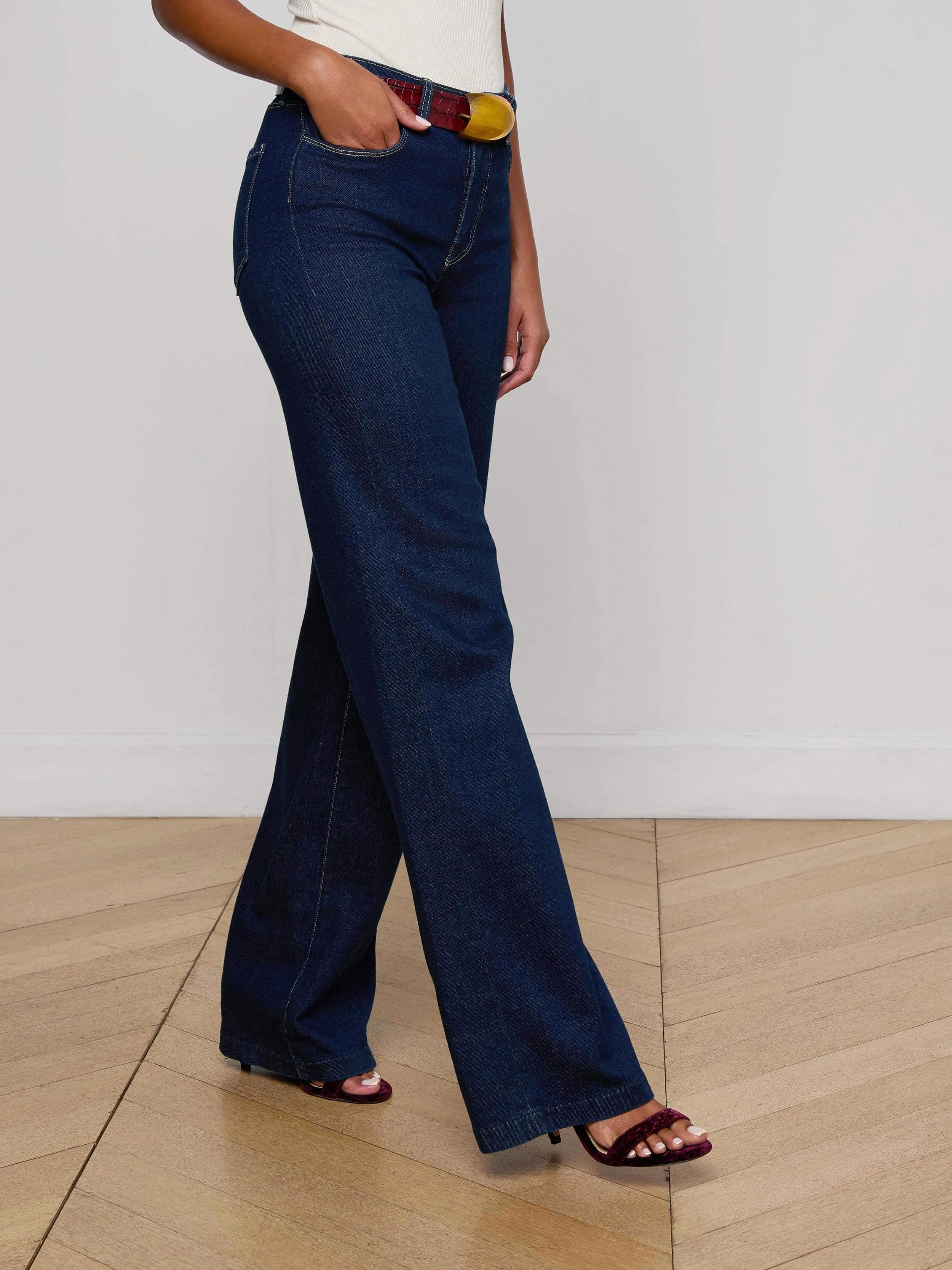 Picnic Style Textured Eco Friendly Date Night Clayton Wide-Leg Jean