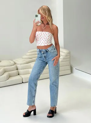 Clean Style Smooth Minimalist Holly Asymmetric Straight Leg Jean Light Wash Tall