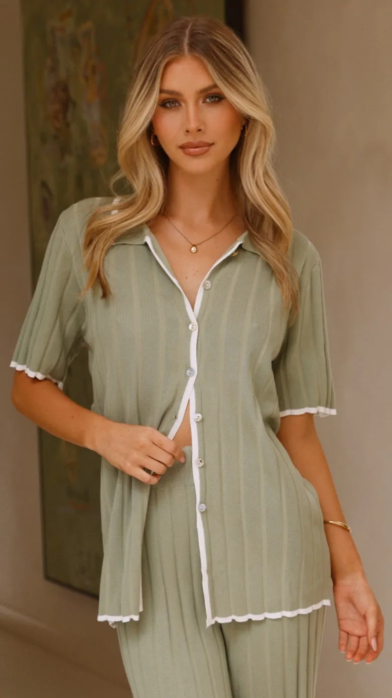 Moon Cool Shaylie Button Up Shirt - Sage