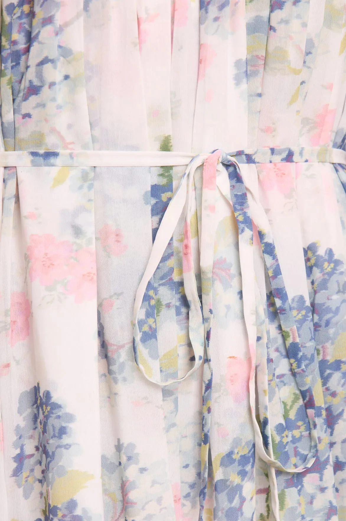 Hydrangea Chiffon Round Neck Mini Dress Daily Silhouette Refined Form