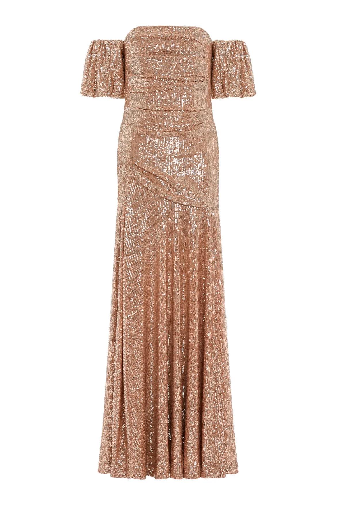 Fluid Cut Sunbeam Valentina Off-Shoulder Gown