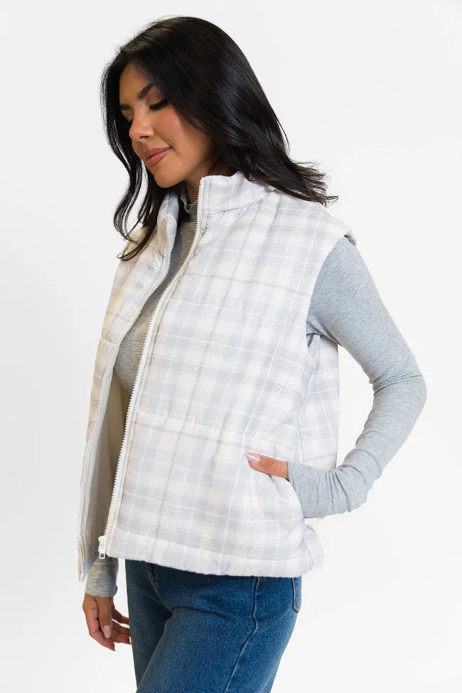 Street Comfort City Layer Style In A Bubble Beige Plaid Puffer Vest FINAL SALE