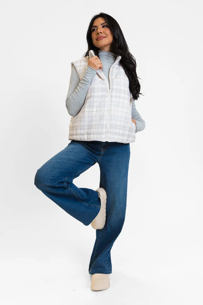 NonRestrictiveFit In A Bubble Beige Plaid Puffer Vest FINAL SALE