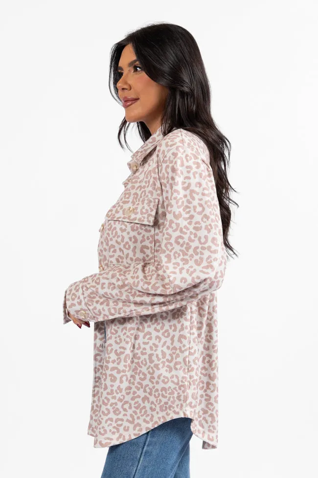 Monochrome Look Modular Layering System In Those Days Ivory and Beige Leopard Knit Shacket FINAL SALE