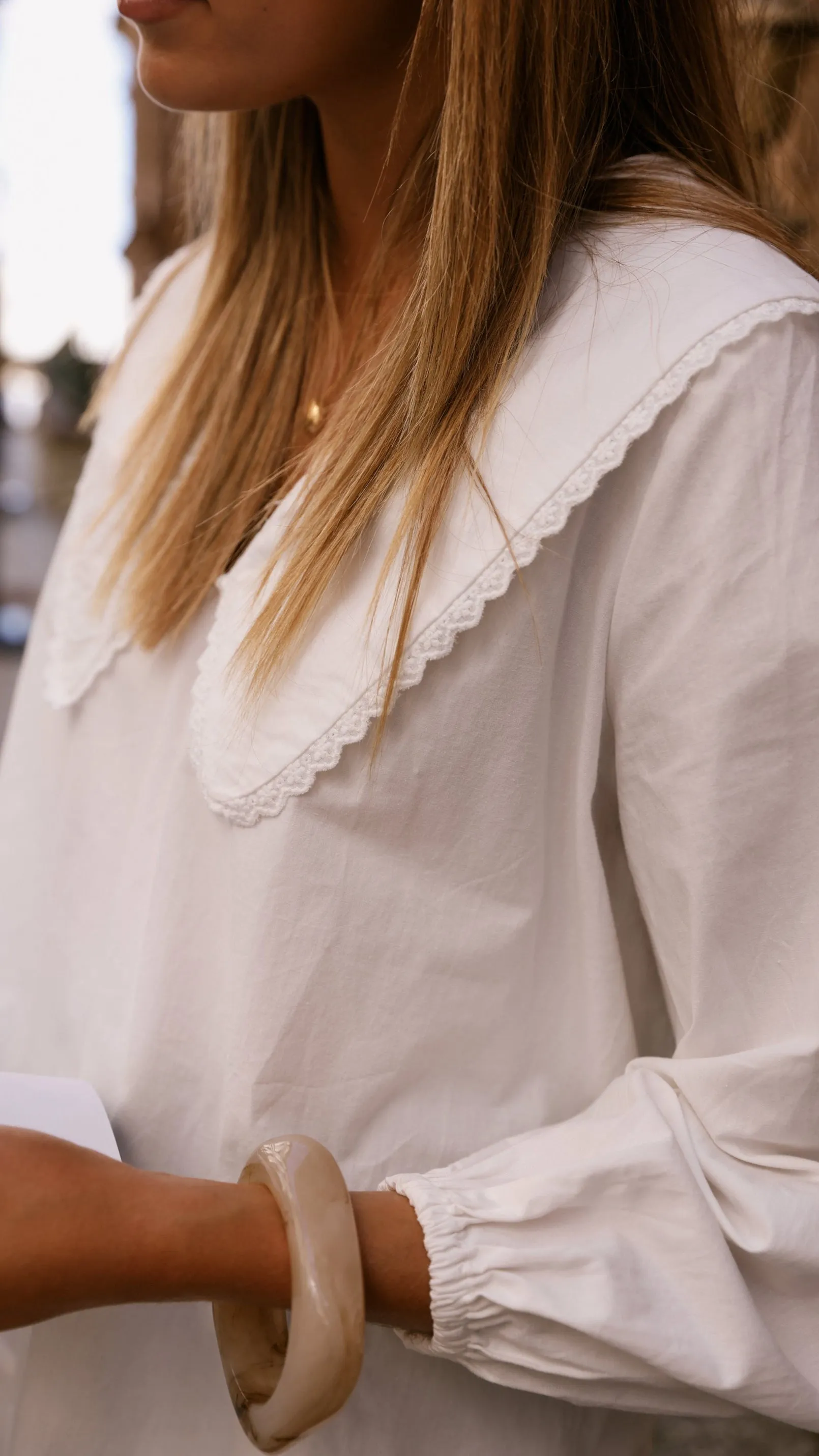 Soft Core Winter Fit Blaire Collared Top - White