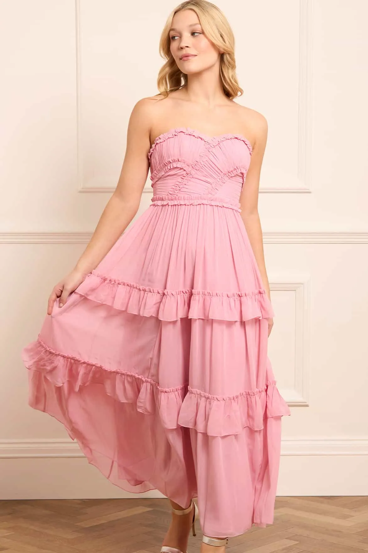 Trendy Appearance Isabel Chiffon Strapless Ankle Gown