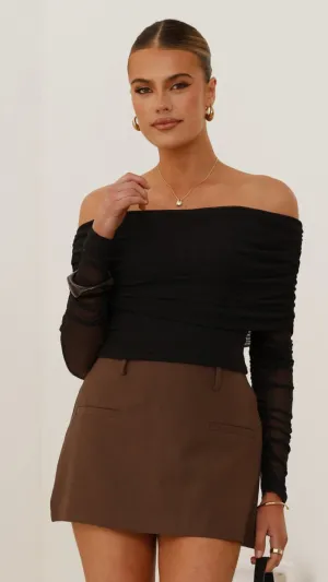 HygroscopicFiber LightweightTextile Isadora Off Shoulder Top - Black