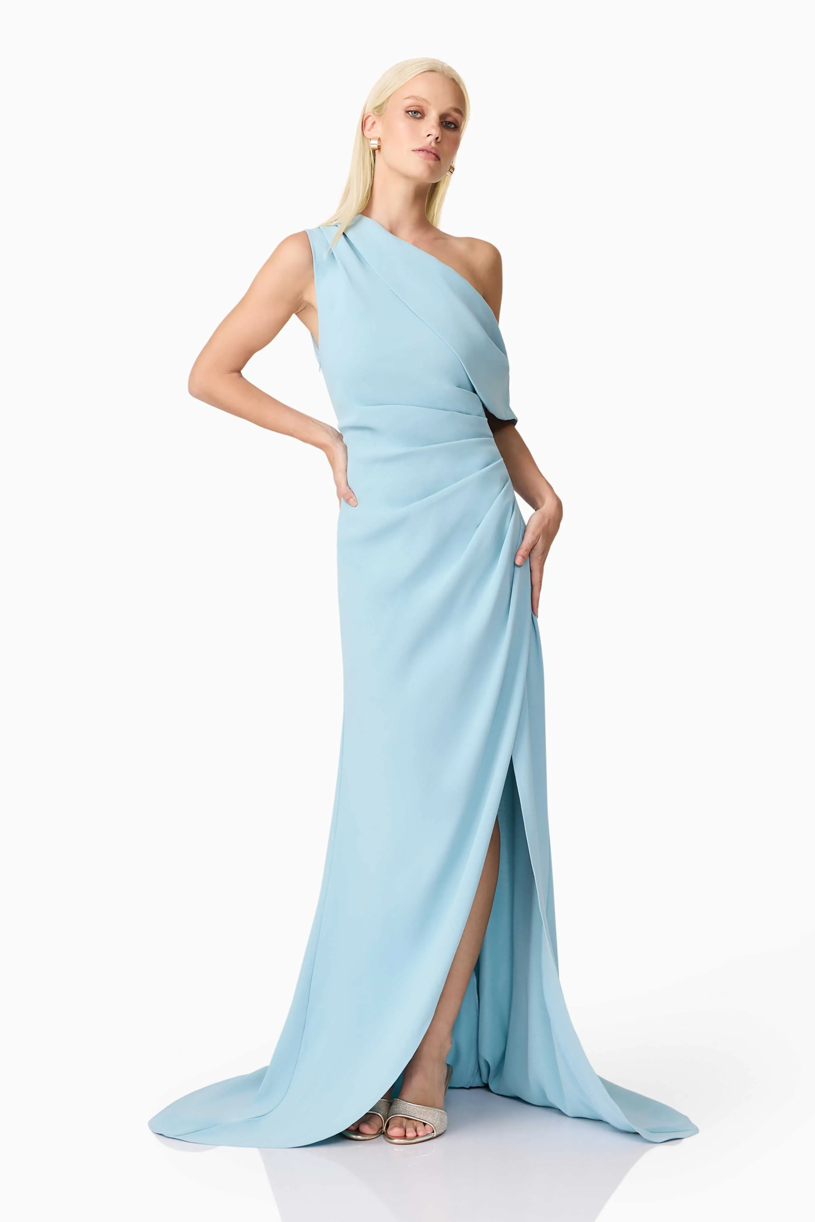 Lounge Feel Isadora Off The Shoulder Gown in Blue