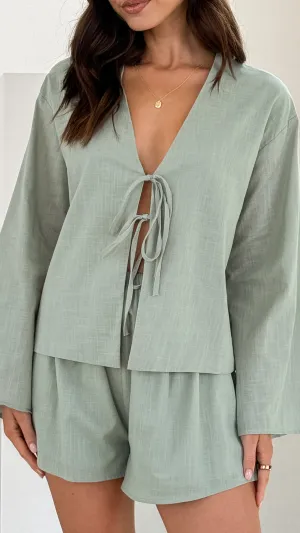 Street Fest Casual dress Iveena Top and Shorts Set - Sage