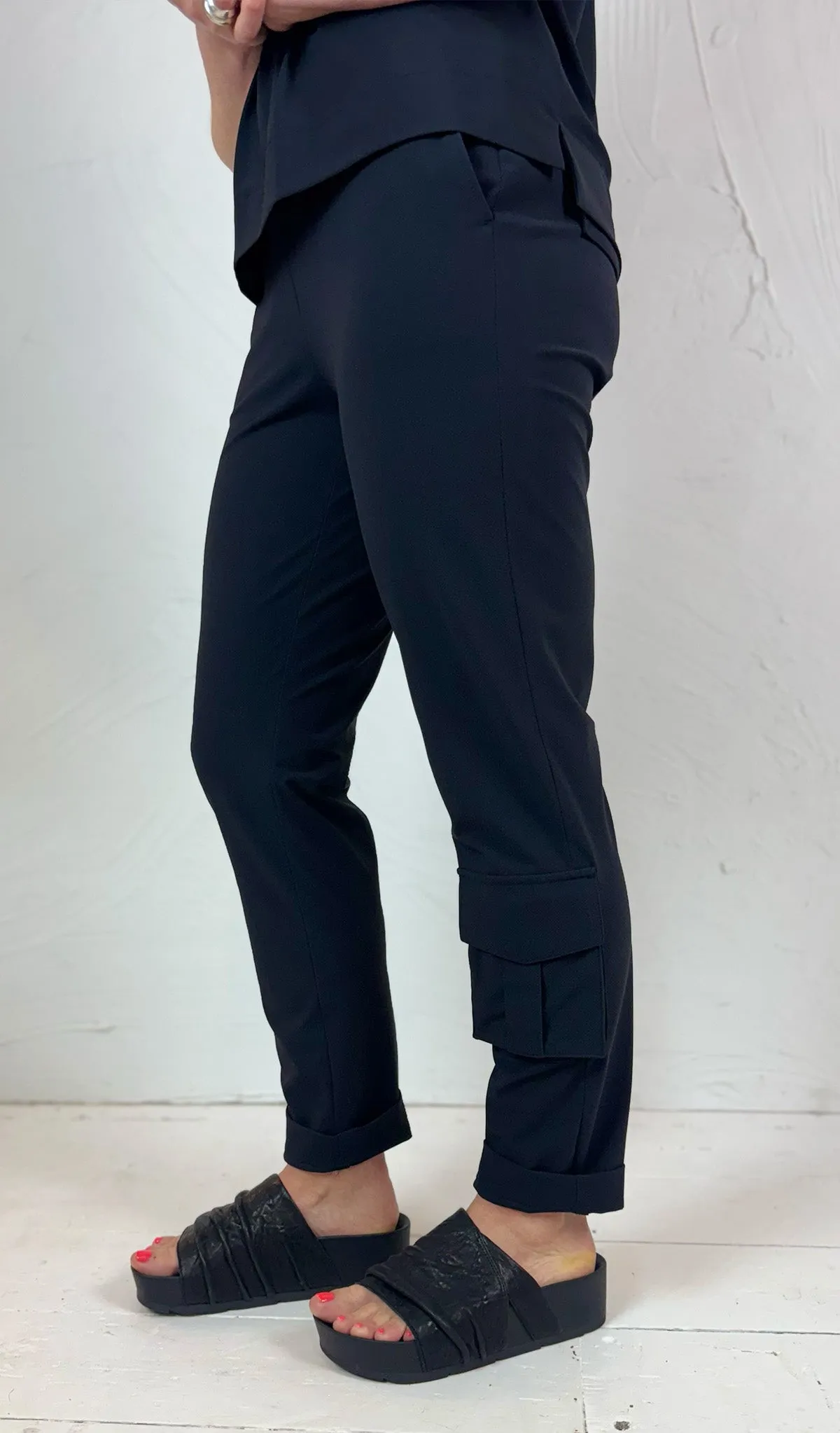 Side Pockets Fashionable Look Jane Lushka Technical Jersey Trousers