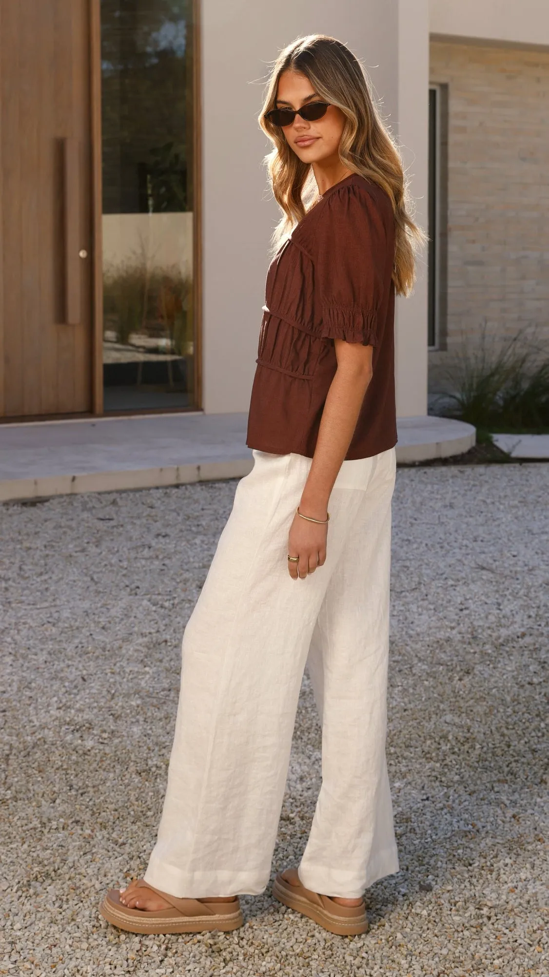 Joyful Mood Kai Short Sleeve Top - Brown