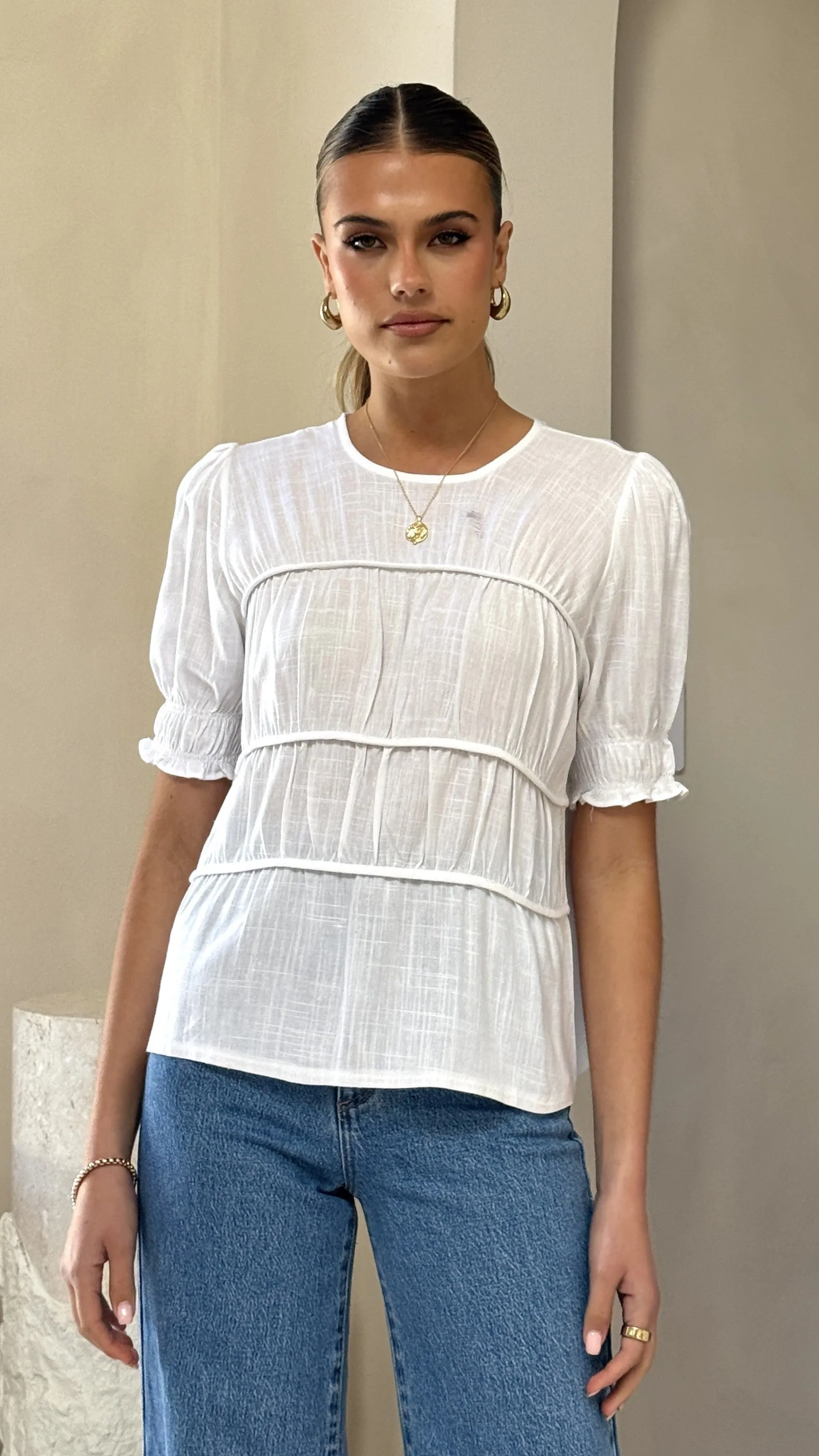 Classic Sweater AntiPillingTechnology Kai Short Sleeve Top - White