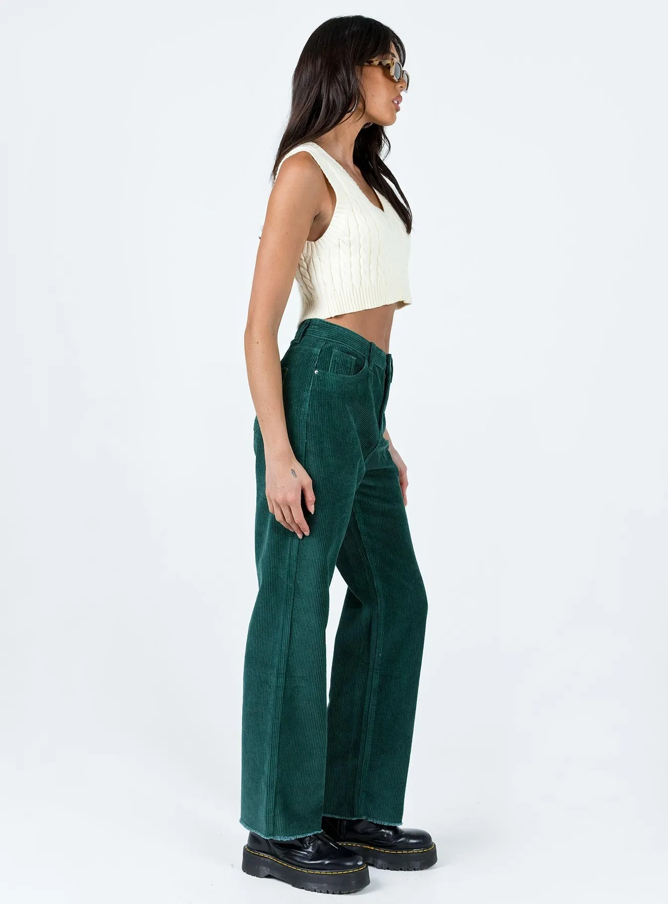 Slim Design Morning Stroll Music Event Office Wear Kalinda Jeans Green Cord