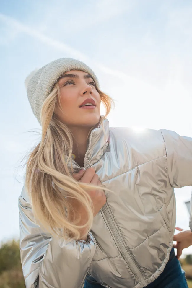 Keep Me Warm Silver Chrome Puffer Jacket FINAL SALE QuickDryFinish