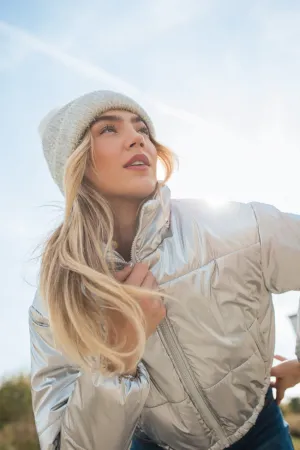 Keep Me Warm Silver Chrome Puffer Jacket FINAL SALE QuickDryFinish