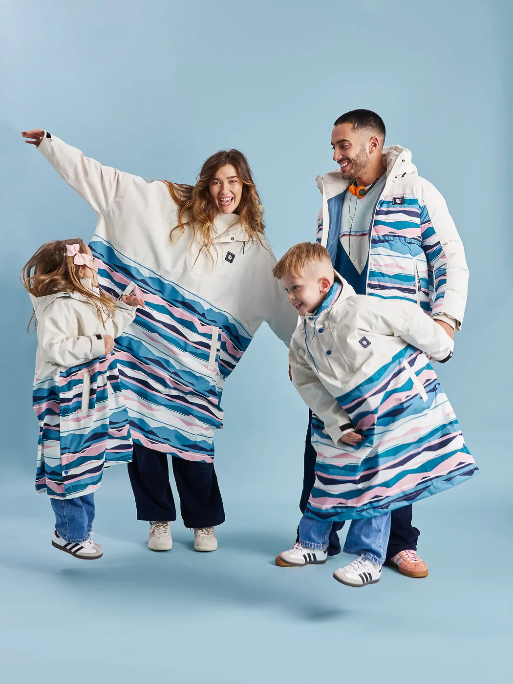 Collapsible Packable Style Snow Day Kids Alva Retro Pattern Poncho