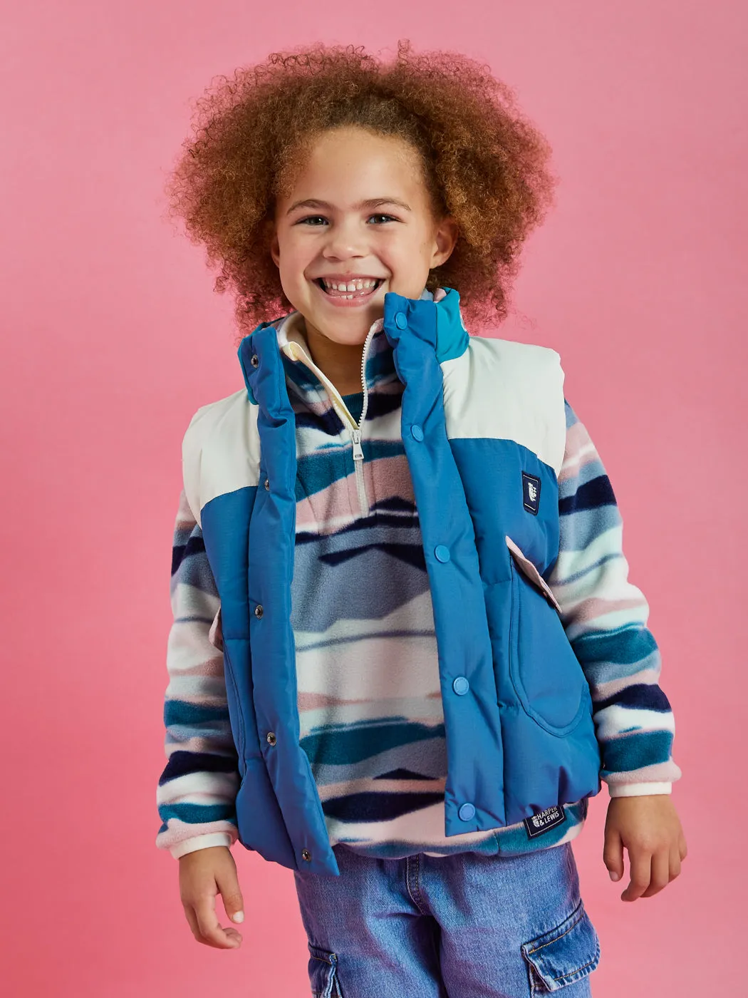 Quilted Interior Double Stitch Seams Kids Santana Puffer Gilet