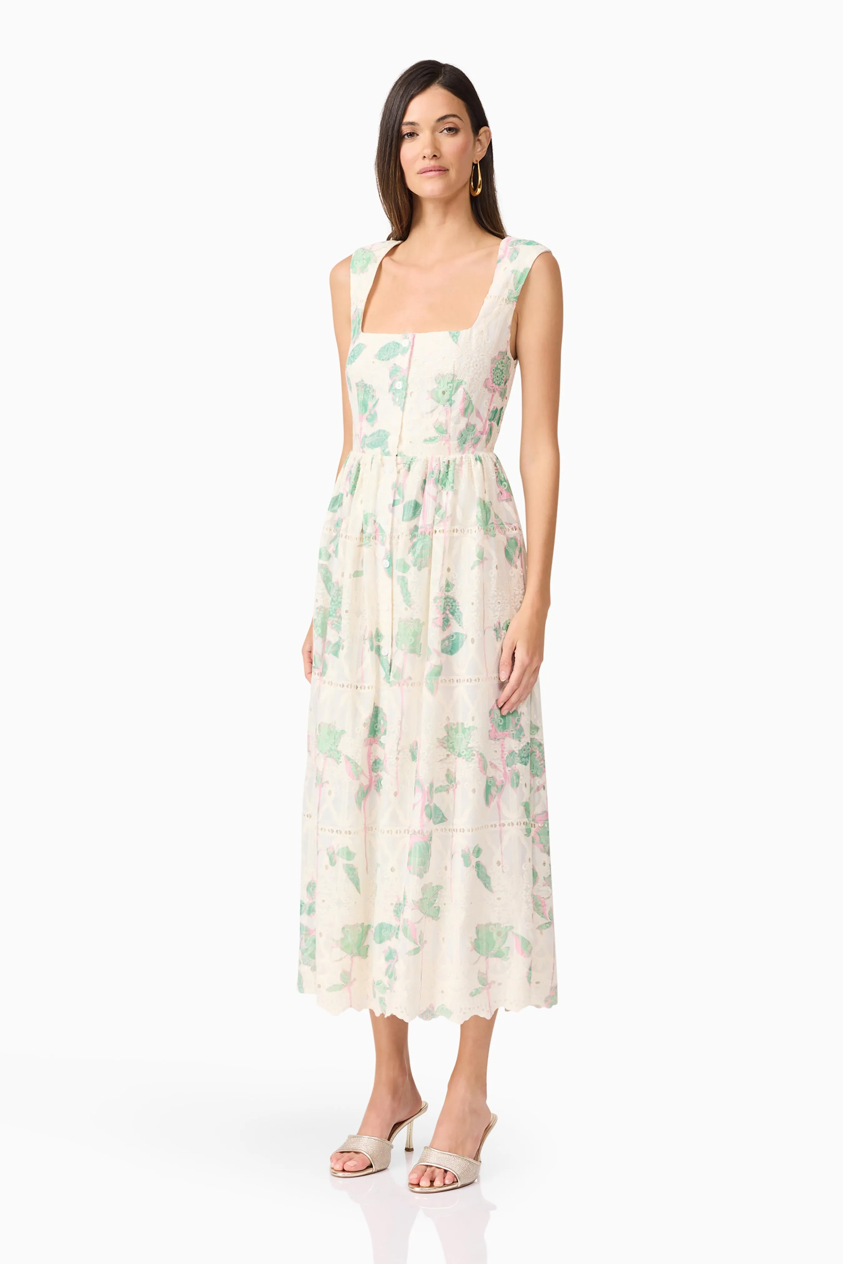 Silky Finish Grab Now Kierra Floral Midi Dress in White