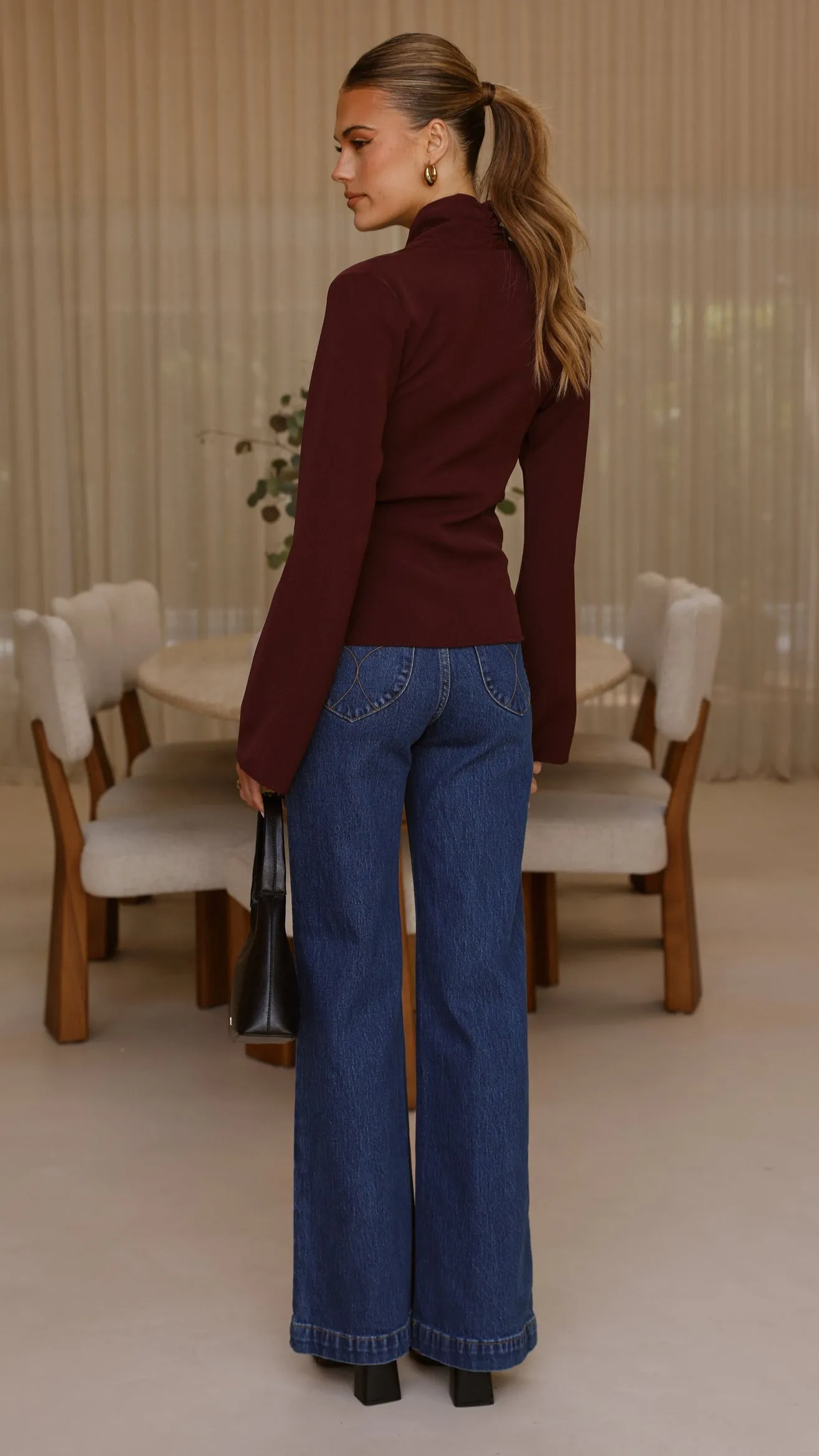 Lani Open Front Top - Burgundy Comfort Design