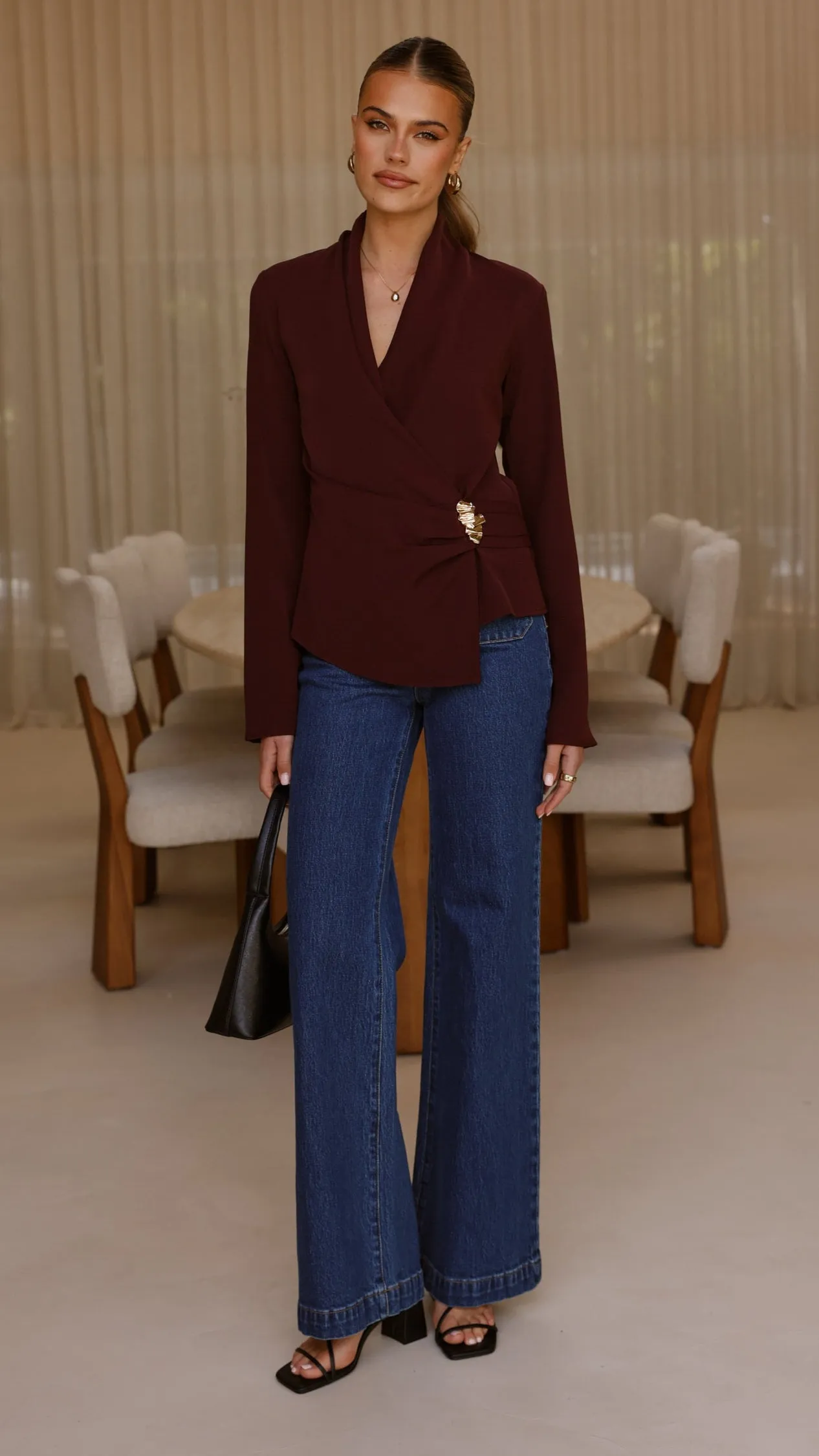 Lani Open Front Top - Burgundy Grace Ease