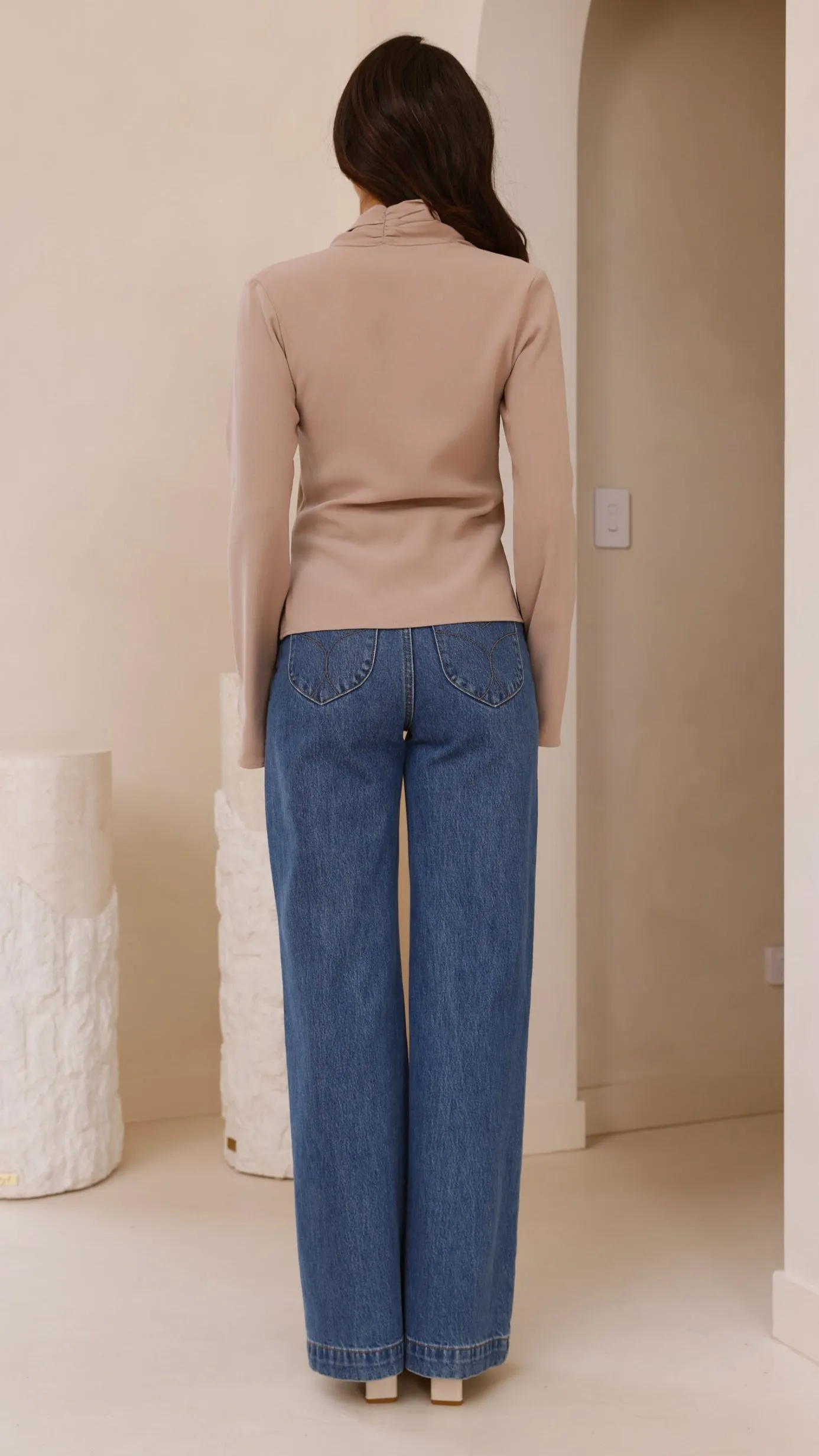 Glass Fit VentilatedKnit Lani Open Front Top - Latte