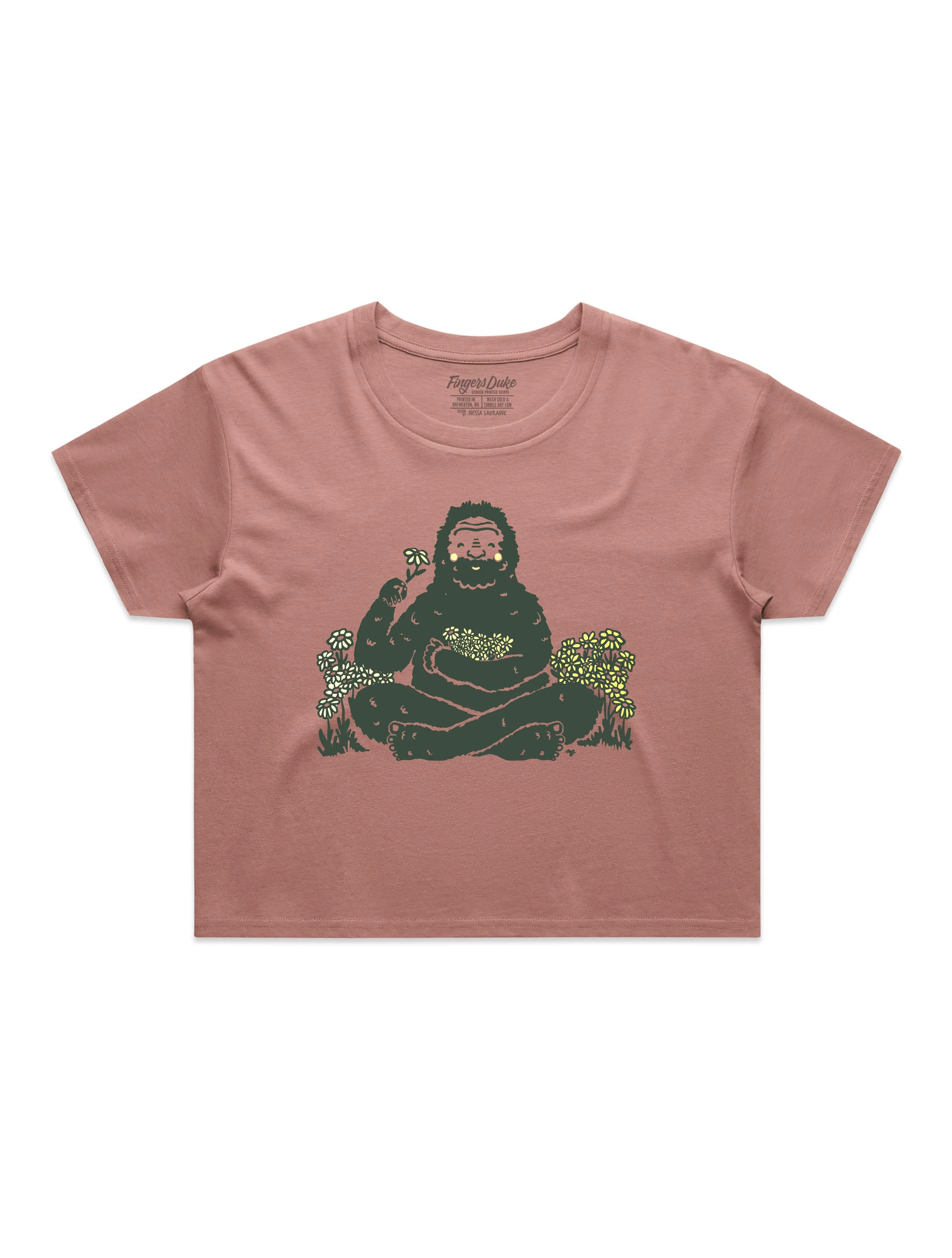 Bigfoot Flowers ?? Cropped T-Shirt Quick Dry Wear Fit Sport Flex Fit