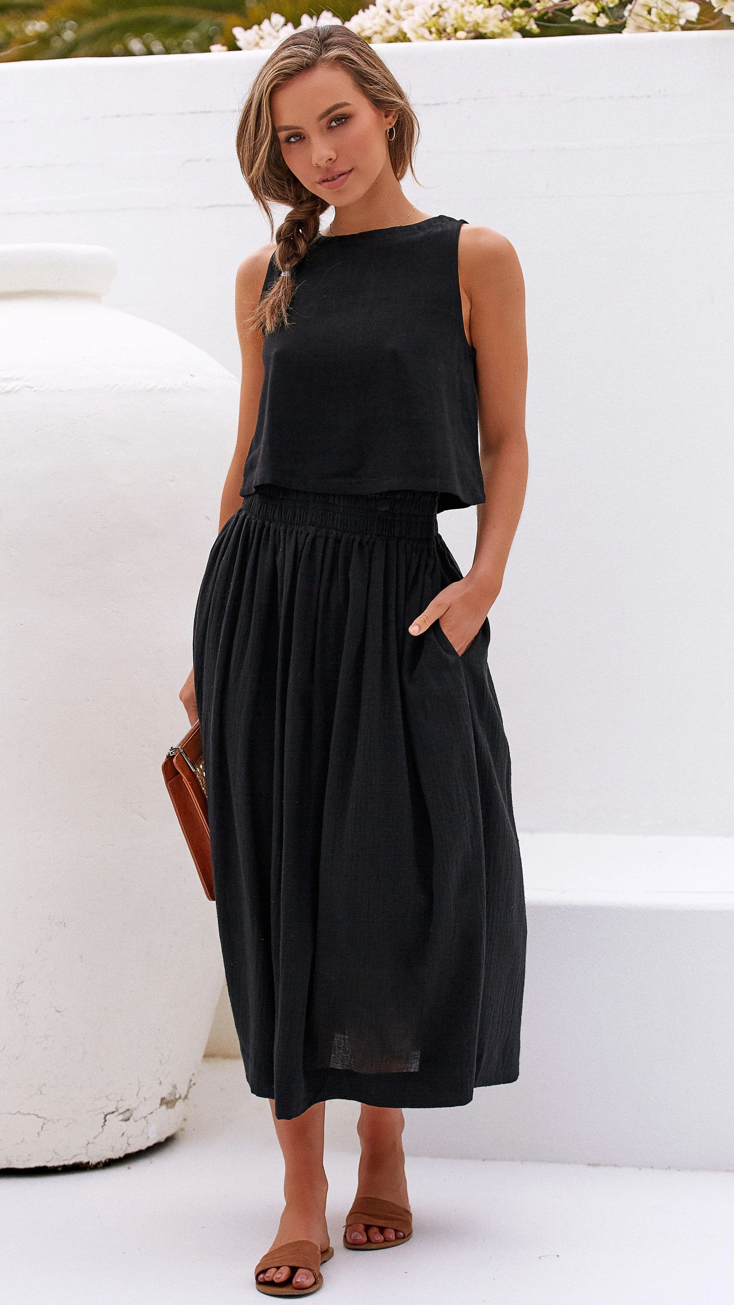 Leather Core Persephone Crop Top - Black