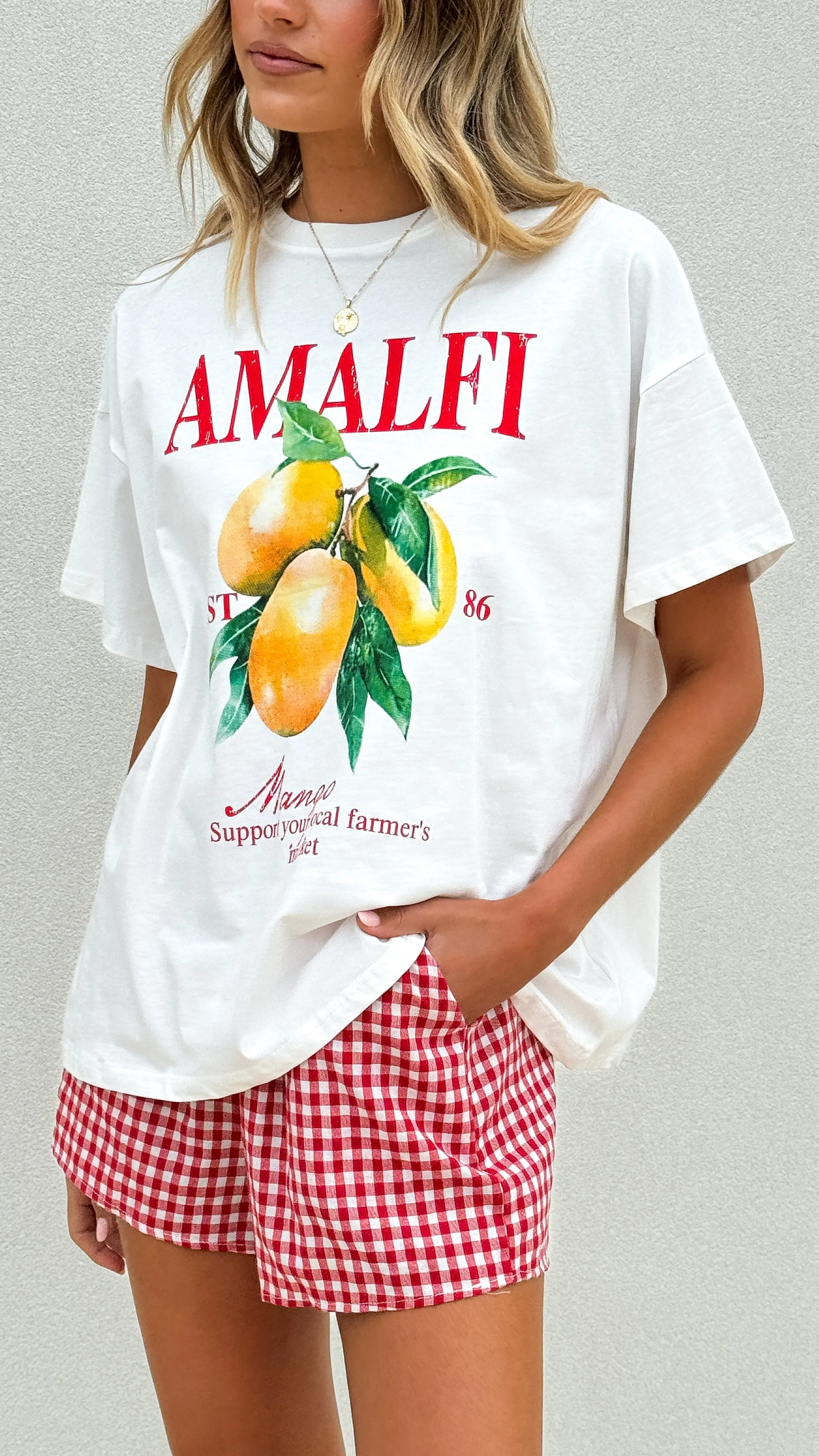 SnagFree Fabric Amalfi Top and Shorts Set - Gingham Mango