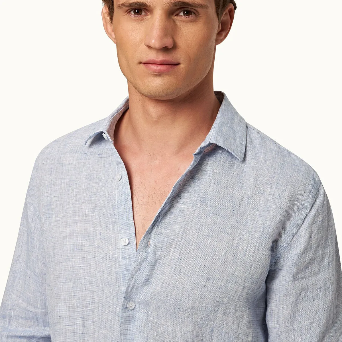 MultipurposeUse Casual Layer Look Orlebar Brown - Giles Linen TF Shirt in Navy/White