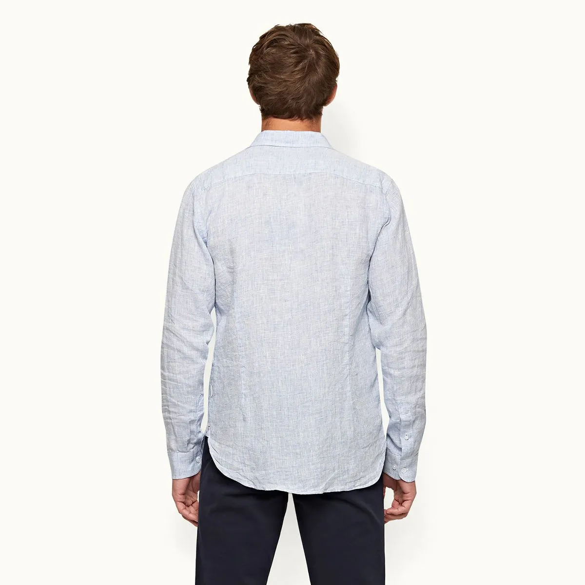 Layering Options Versatile Piece Orlebar Brown - Giles Linen TF Shirt in Navy/White