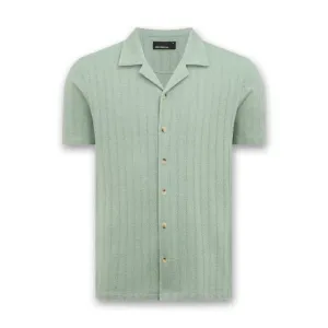 Wedding Remus - Relaxed Fit Cuban Collar Shirt in Green
