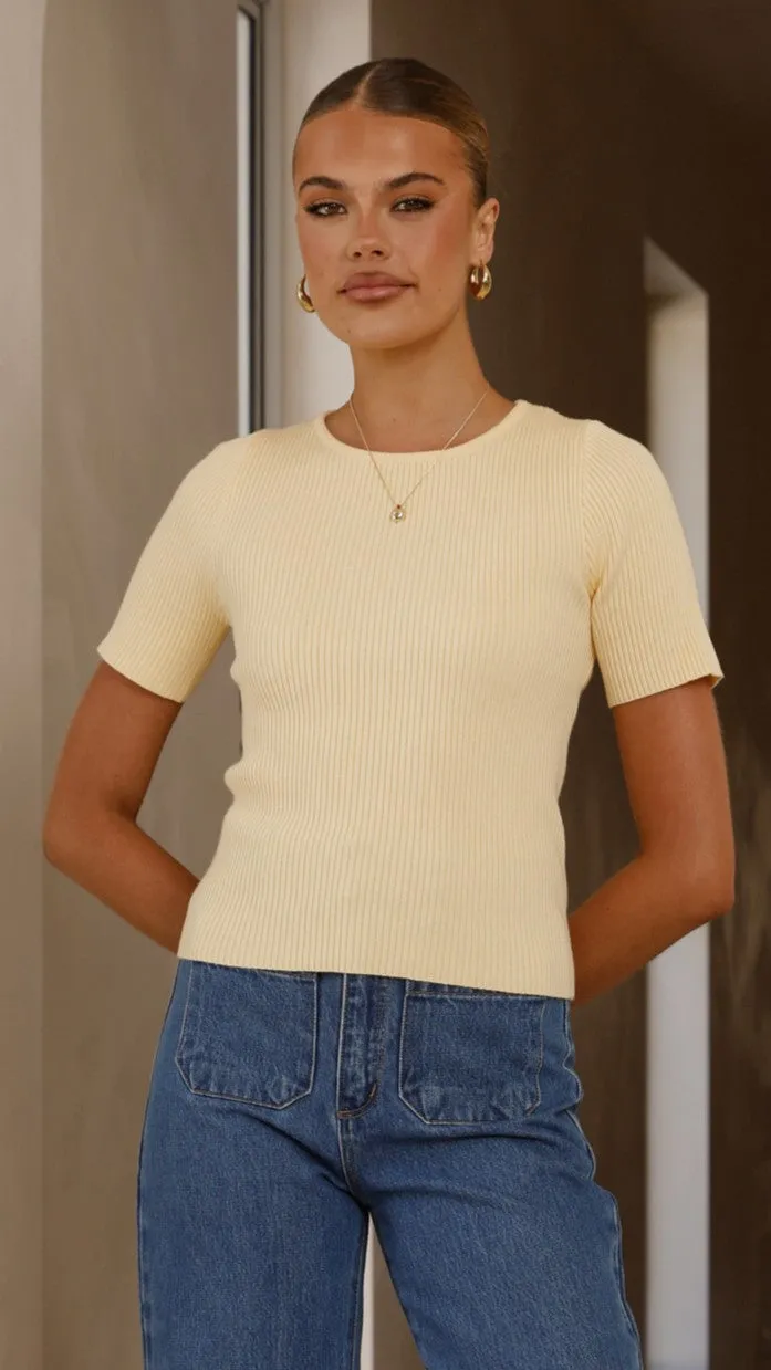 Laylin Ribbed Top - Yellow Athleisure Cool