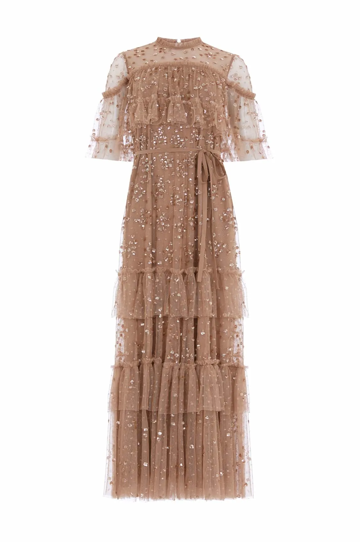 Leila Dot Tiered Cape Ankle Gown Relaxed Design