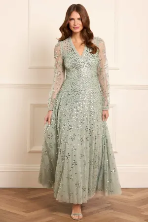 Sophisticated Vibe Easy Going Leila Dot V-Neck Ankle Gown