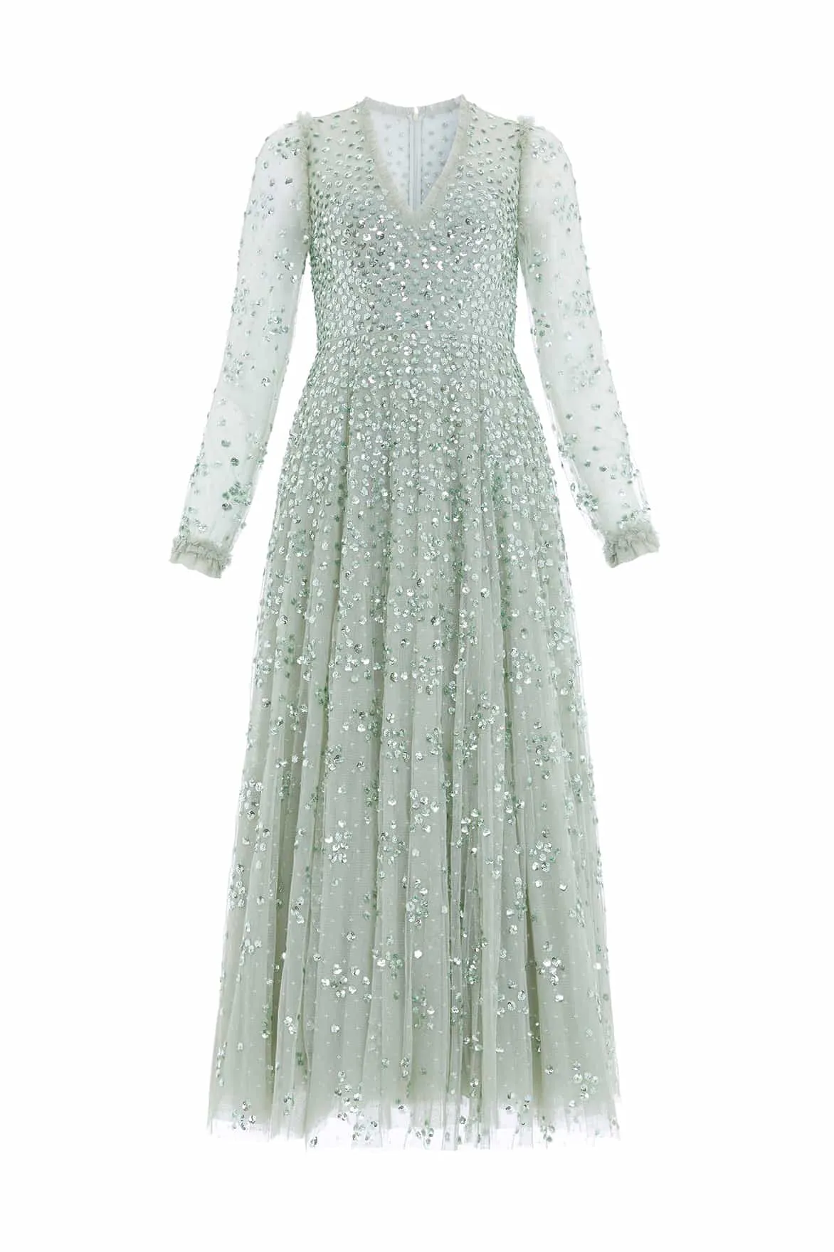 Leila Dot V-Neck Ankle Gown Soft Curve