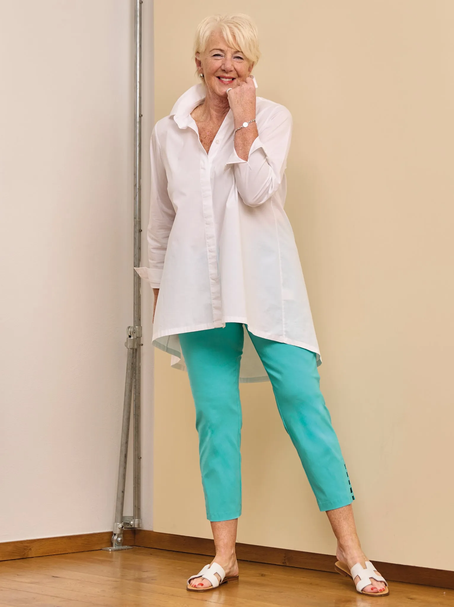 Ultra Soft Blend Supportive Waistband Lena 09 by Robell Stretch Trouser - Aqua