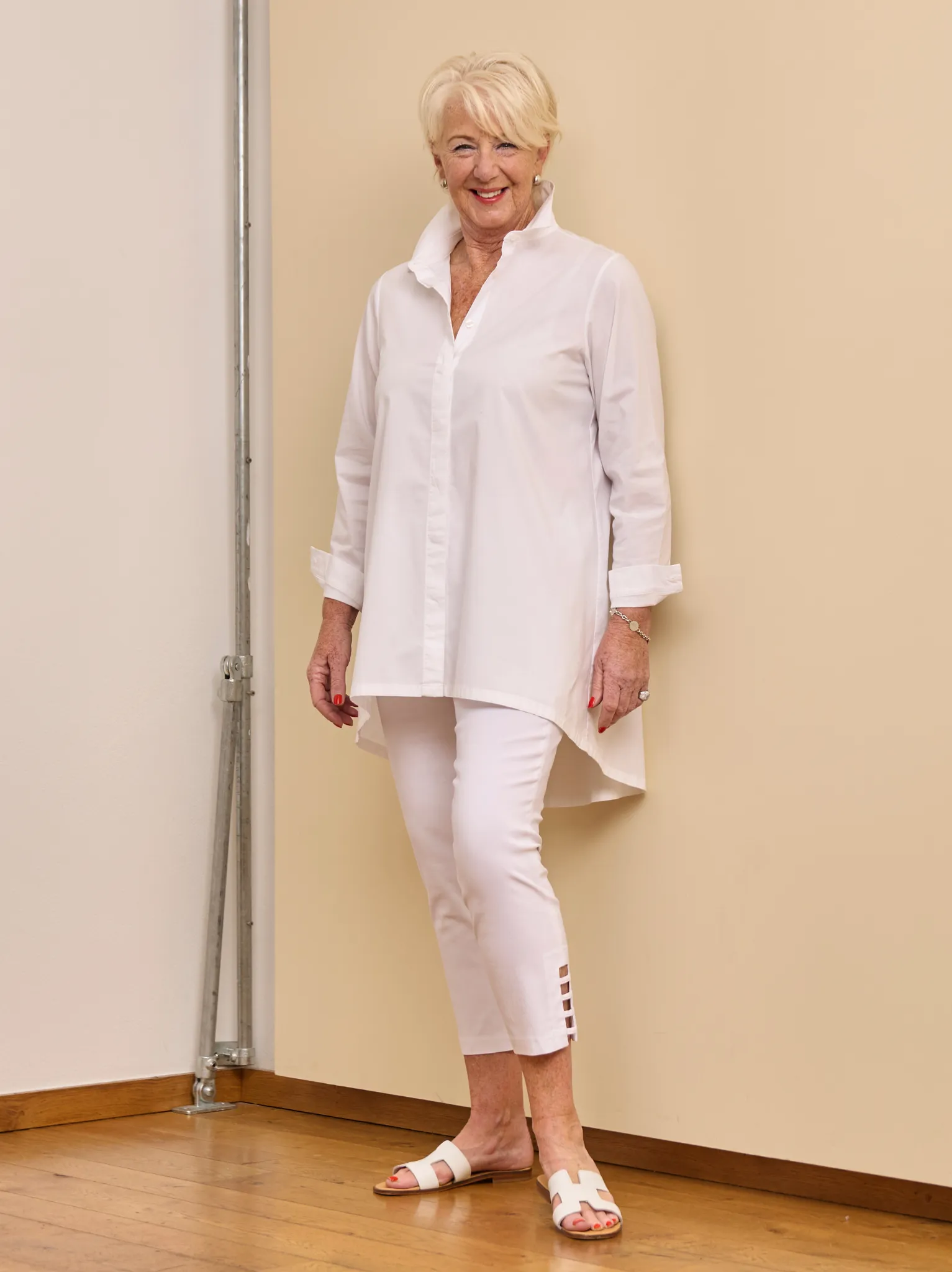 Quality Fabric Lena 09 by Robell Stretch Trouser - White