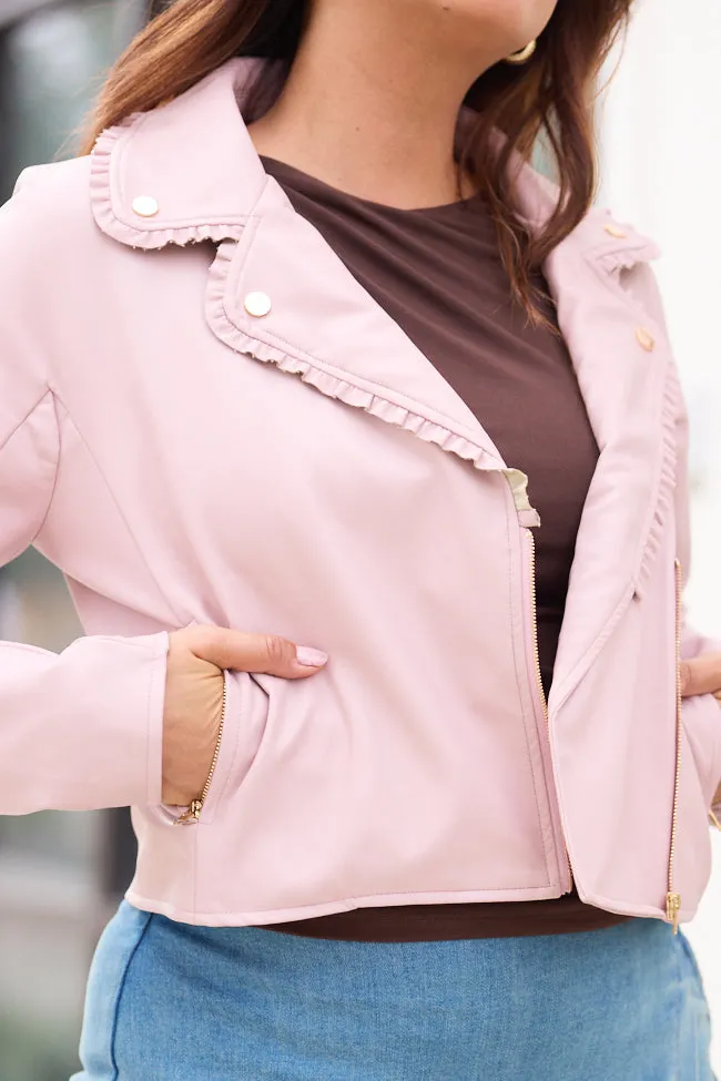 Lena Blush Faux Leather Jacket Ripstop Technology Changeable Style