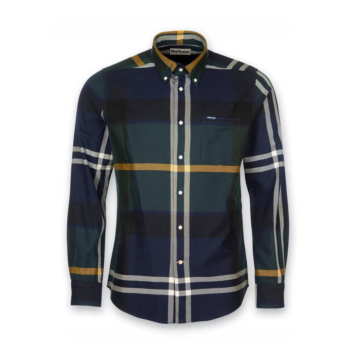 Stretchable Collar Band Barbour - Dunoon Tailored Fit Shirt in Seaweed Tartan