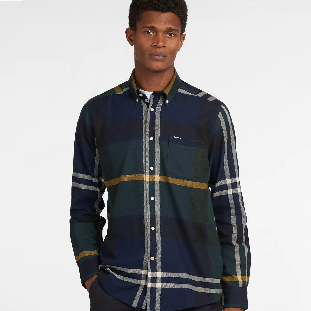 Barbour - Dunoon Tailored Fit Shirt in Seaweed Tartan Self Fabric Tape Abstract print