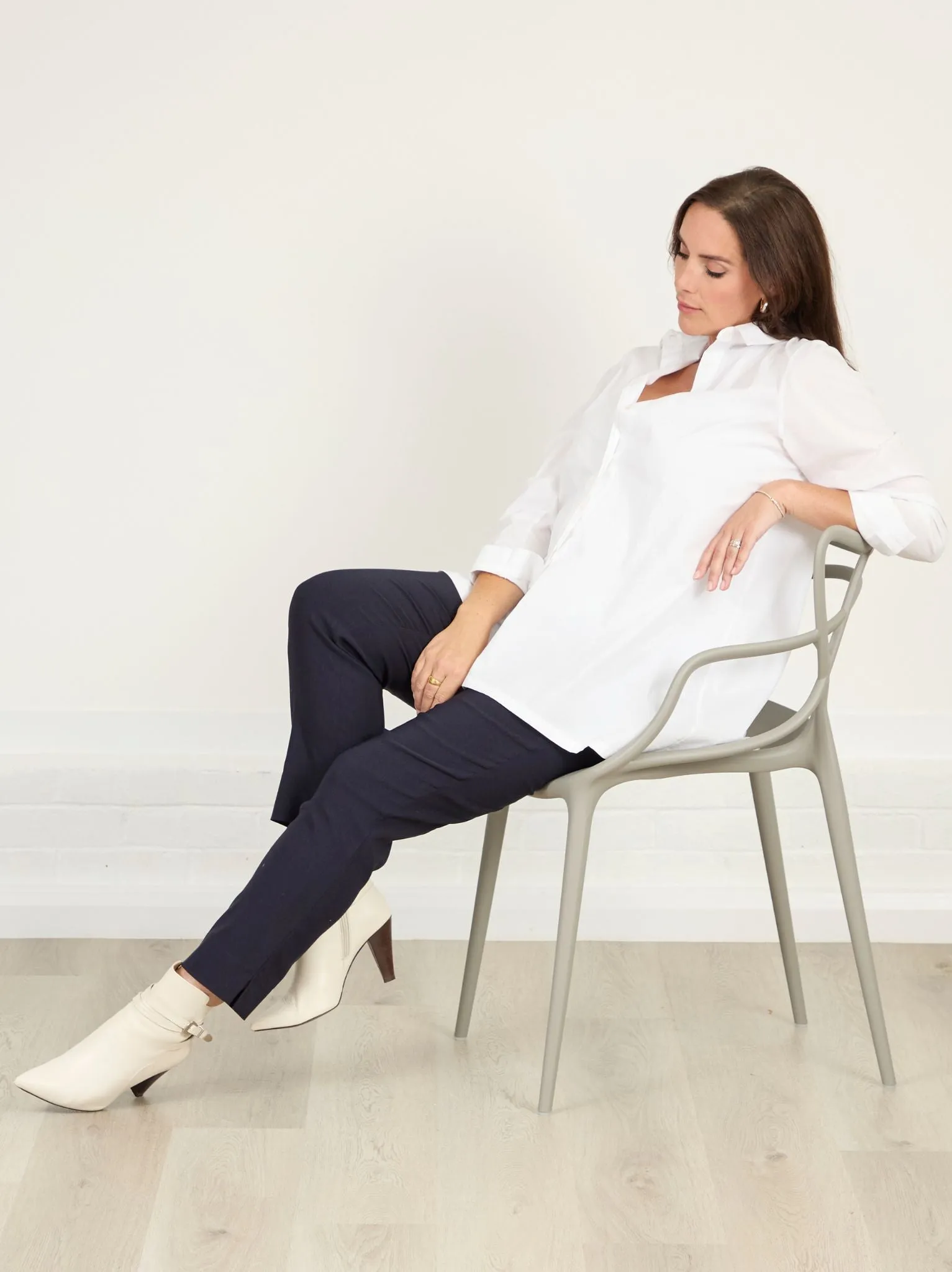 Marie FL by ROBELL Fleece Lined Trouser - Navy Cozy Essentials Zip-off legs