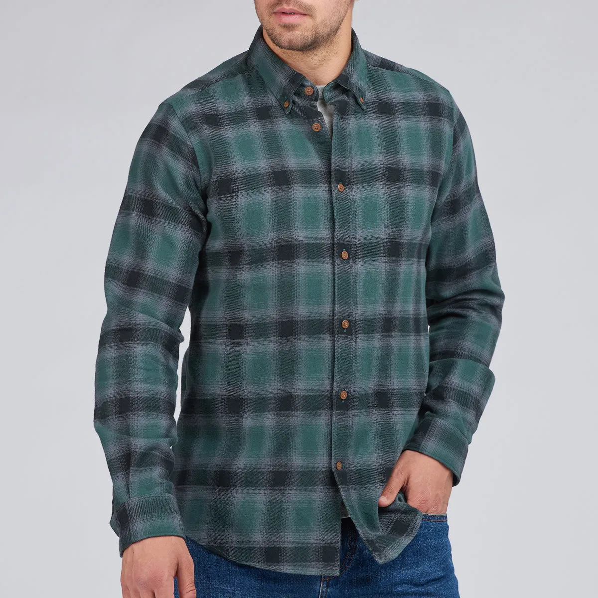 Fade Resistant Dye Barbour Intl. - Joshua Check Shirt in Deep Green
