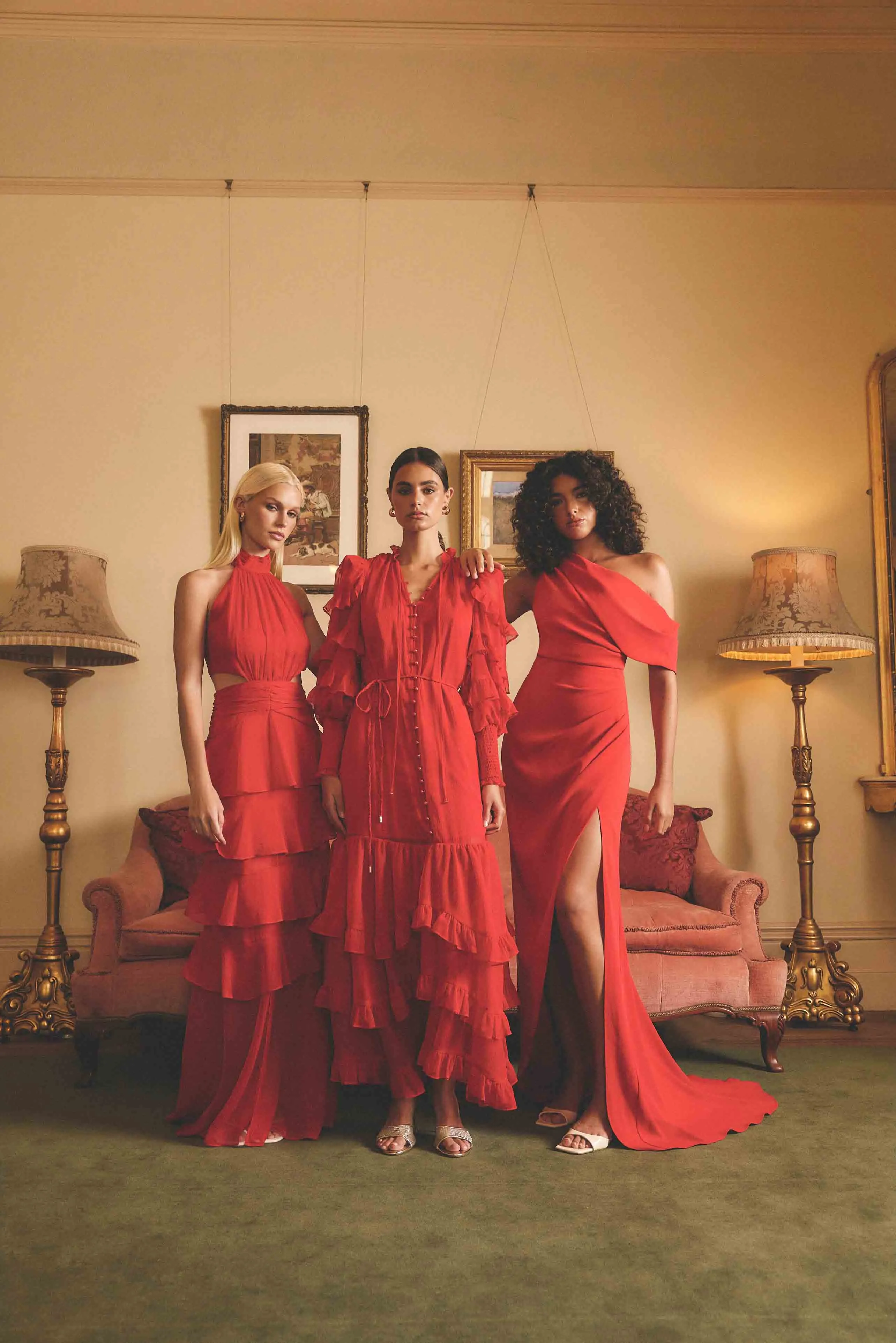 Lilja Long Sleeve Maxi Dress in Red Modern and Stylish