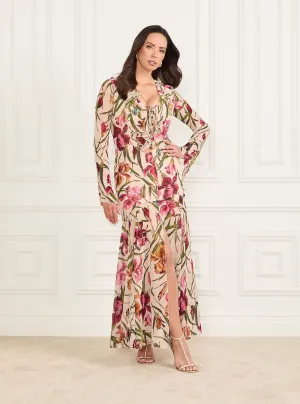Marciano Floral Print Iris Maxi Dress Easy Vibe Cozy Energy