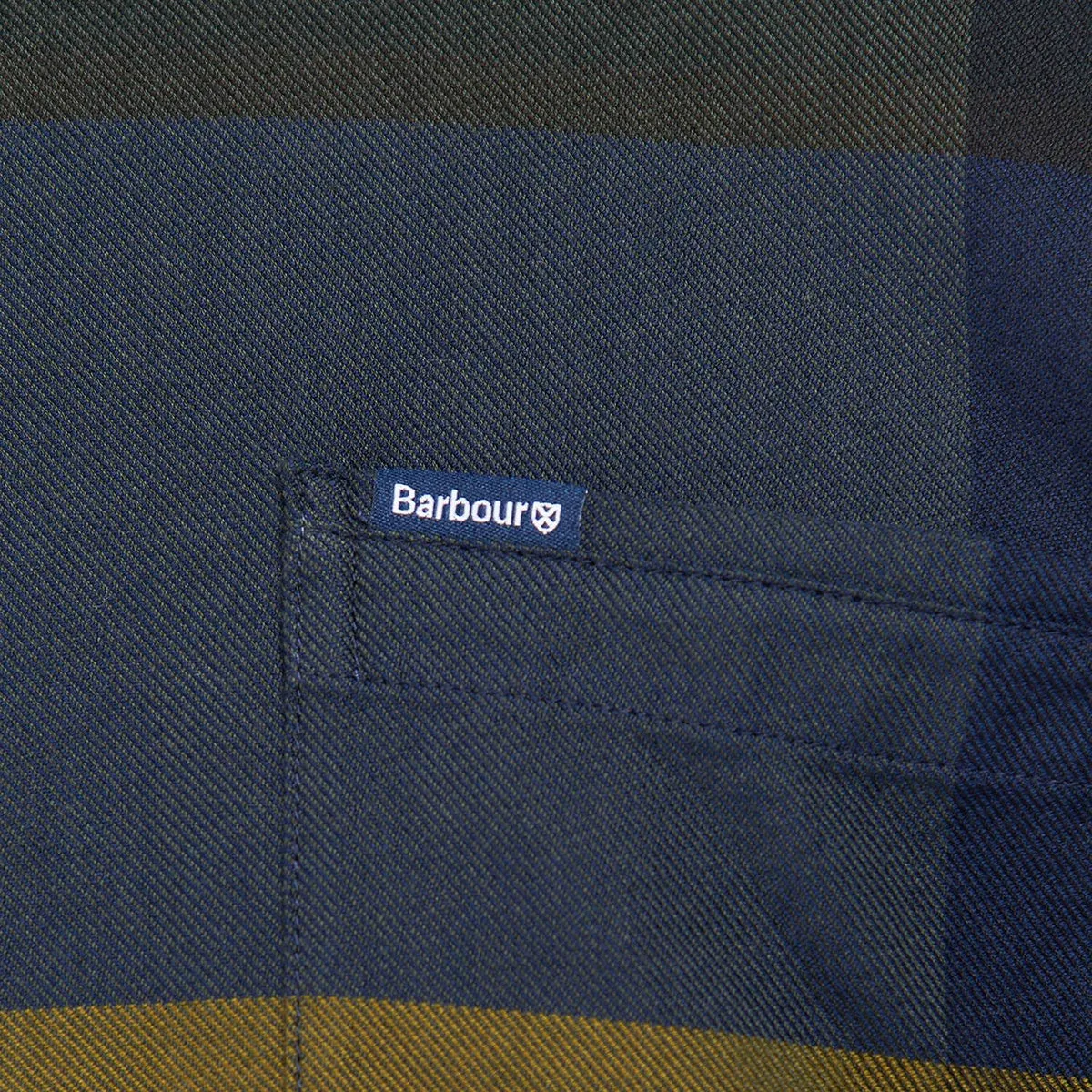 Barbour - Dunoon Tailored Shirt in Olive Night color blocking Stretch Design