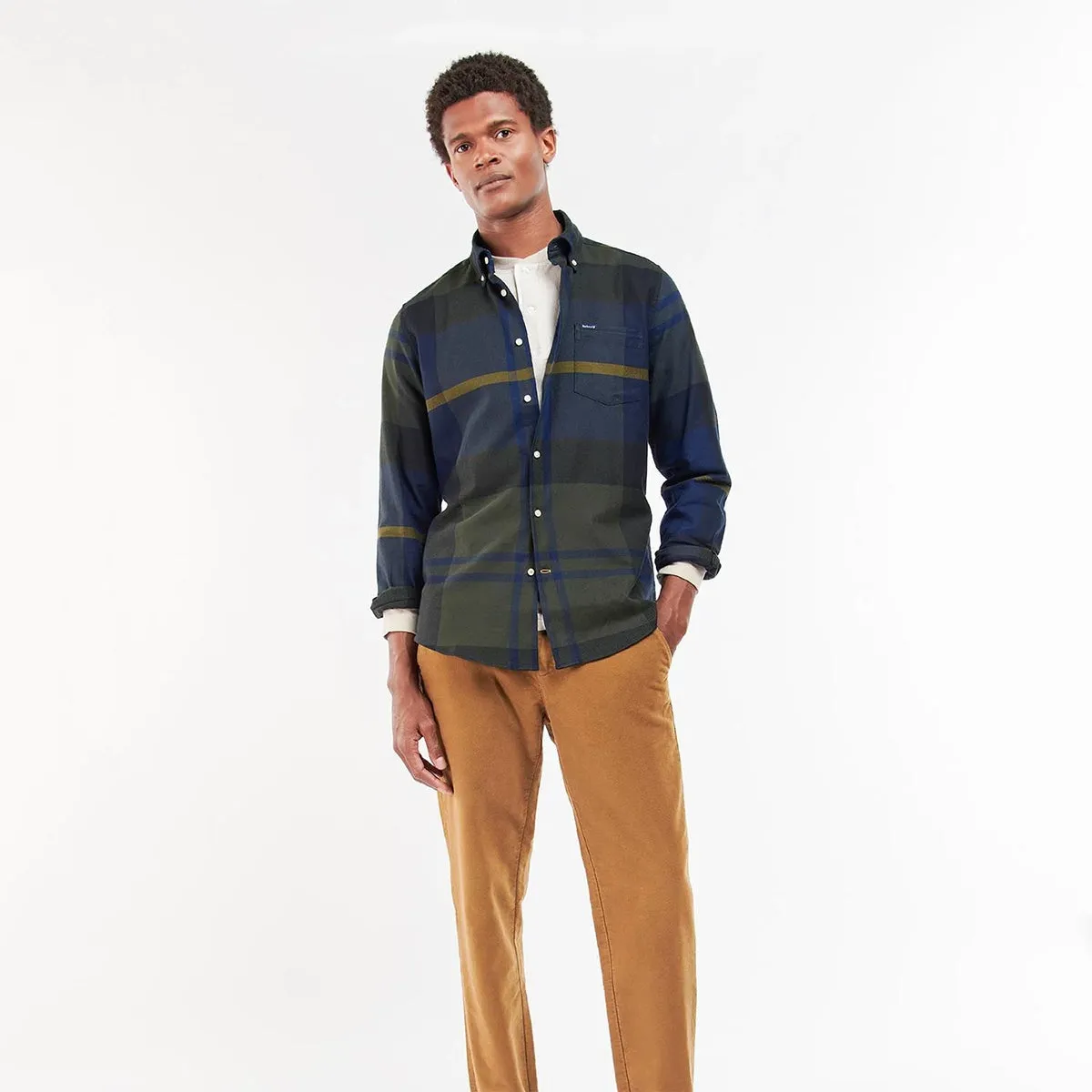 Ergonomic Cut Quick Comfort Design Barbour - Dunoon Tailored Shirt in Olive Night