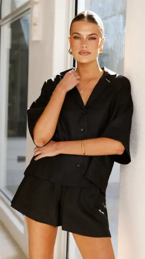 Luna Button Up Shirt - Black Modern Fashion